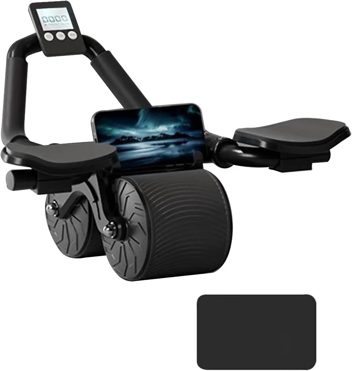 Summerwins Unisex Ab Roller Wheel - Anti-Slip Grip, Smart Rebound Dual-Wheel, Digital Timer, Phone Holder, Eco-Friendly Build, Core Training, Total Body Fitness Tool for Workout, Gym & Home Gym Use