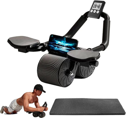 Summerwins Unisex Ab Roller Wheel - Anti-Slip Grip, Smart Rebound Dual-Wheel, Digital Timer, Phone Holder, Eco-Friendly Build, Core Training, Total Body Fitness Tool for Workout, Gym & Home Gym Use
