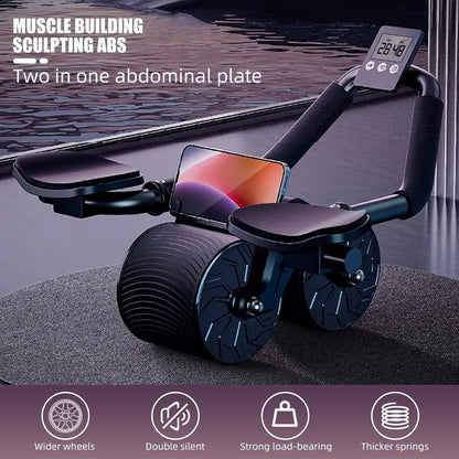 Summerwins Unisex Ab Roller Wheel - Anti-Slip Grip, Smart Rebound Dual-Wheel, Digital Timer, Phone Holder, Eco-Friendly Build, Core Training, Total Body Fitness Tool for Workout, Gym & Home Gym Use